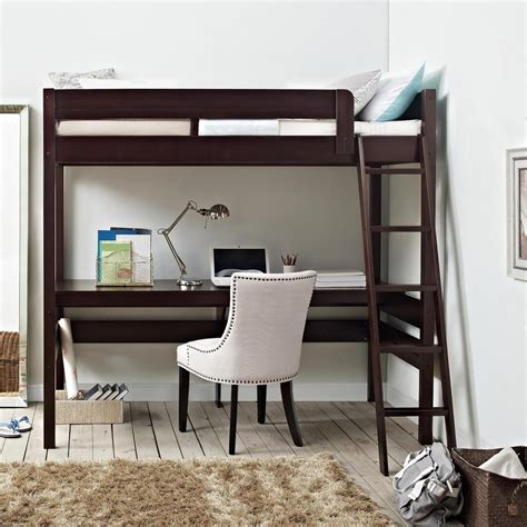 Dorel Living Georgetown Transitional Twin Loft Bed Frame With Desk In