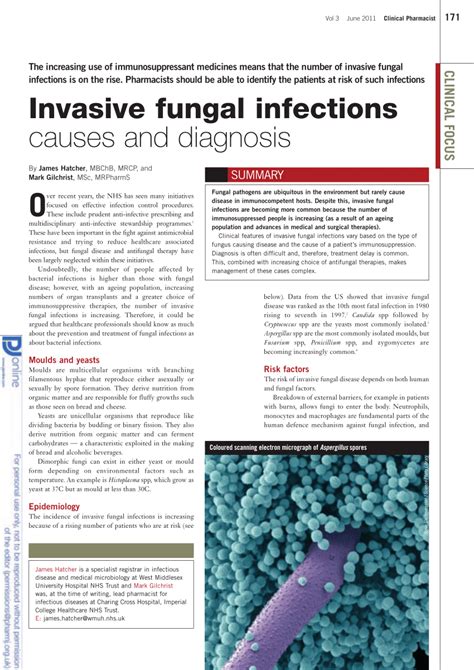Pdf Invasive Fungal Infections Causes And Diagnosis