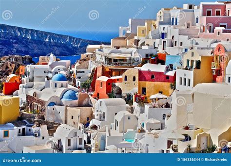 Cityscape Of The Beautiful Greek Isle Oia Santorini Editorial Stock