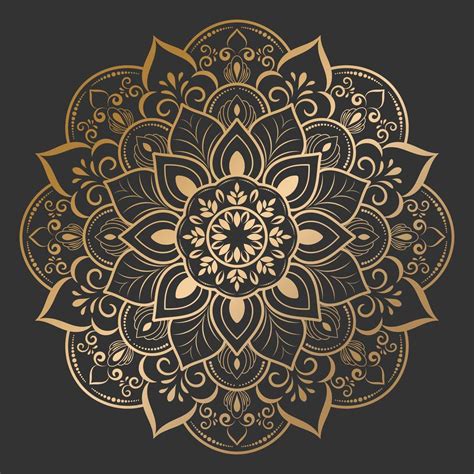 Beautiful Golden Flower Mandala On Black 1228347 Vector Art At Vecteezy