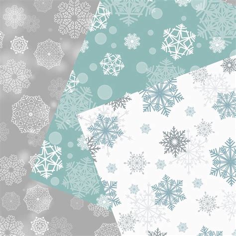 Snowflakes Digital Paper Digital Scrapbooking Paper Pack Etsy