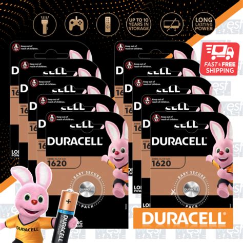 10x Duracell Dl1620 3v Lithium Coin Cell Batteries Duralock Cr1620