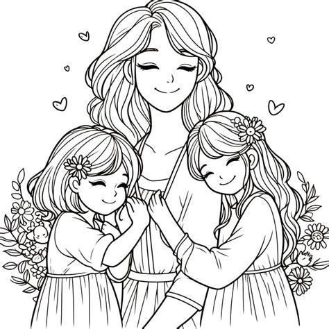 Mom And Daughters Coloring Page Download Print Or Color Online For Free