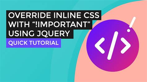 How To Override Inline Css With Important Property Using Jquery