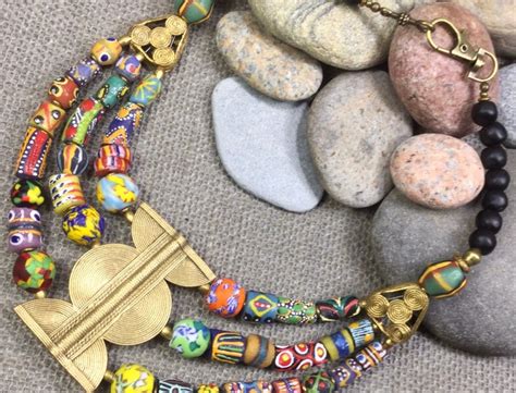 African Queen Necklace Chunky Trade Bead Necklace Krobo Etsy