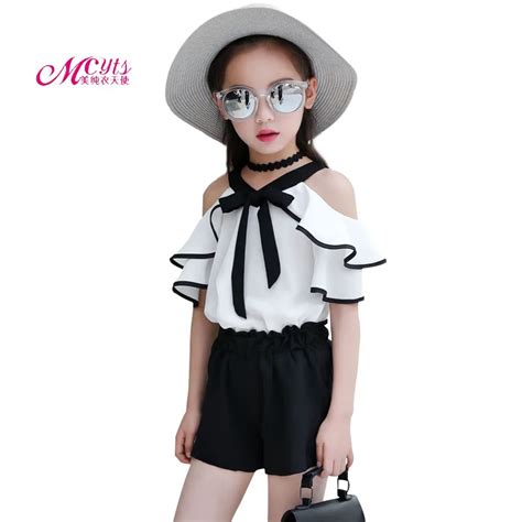 Girls Clothes Sets 2018 New Summer Children Clothing Set Cotton Chiffon