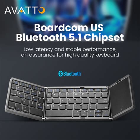 Avatto Bluetooth Keyboard Channels Connection Portable Mini Three Folding Bluetooth Keyboard