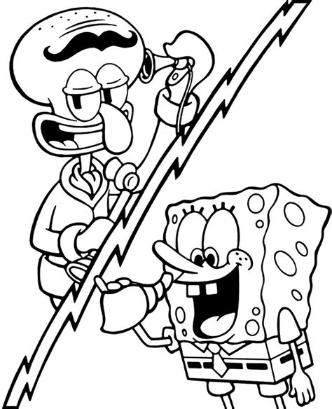 All spongebob clip art are png format and transparent background. Coloring page Spongebob and Squidward - Topcoloringpages.net