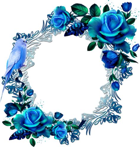 Cadresframerahmenquadropng Blue Flower Wreath Flower Frame