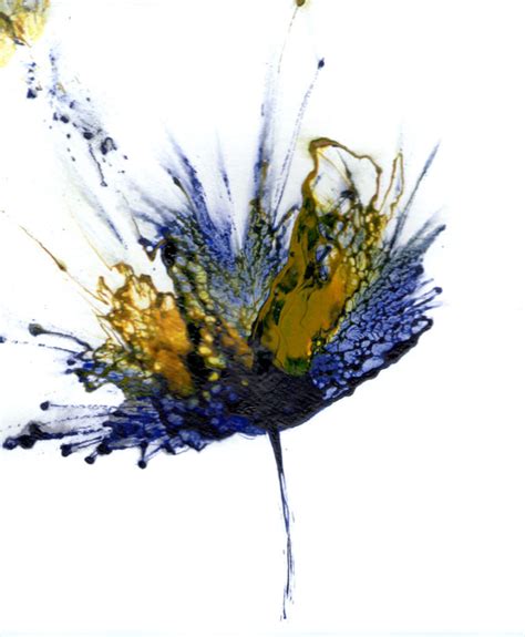 Flower Art Floral Painting Abstract Flower Navy Blue