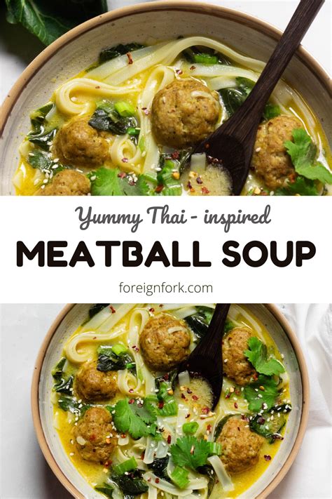 With inspiration from vibrant thai flavours and ingredients, this chicken dumpling/meatball soup is made in minutes. Thai-Inspired Meatball Soup with Rice Noodles | Meatball ...