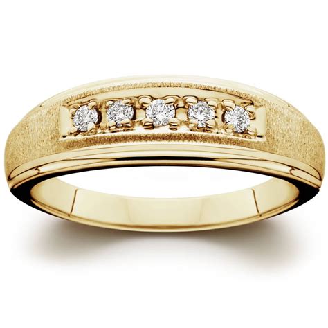 Mens 16ct 14k Yellow Gold Diamond Wedding Ring Band