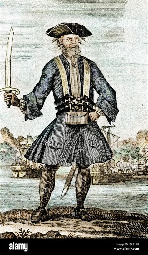 Teach Edward Blackbeard Circa 1680 22 11 1718 English Pirate Full Length Copper