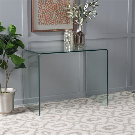 Modern Rectangular Tempered Glass Console Table Nh227692 Noble