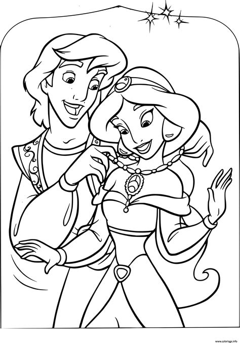 Coloriage Disney Aladdin Avec Jasmine