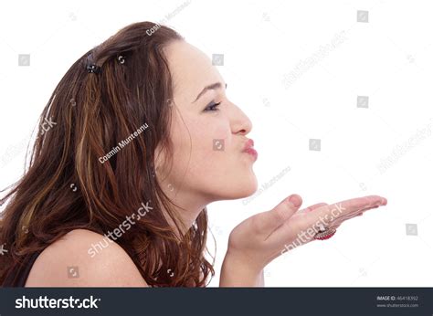 Beautiful Girl Blowing Kiss Isolated Over Stock Photo Edit Now 46418392