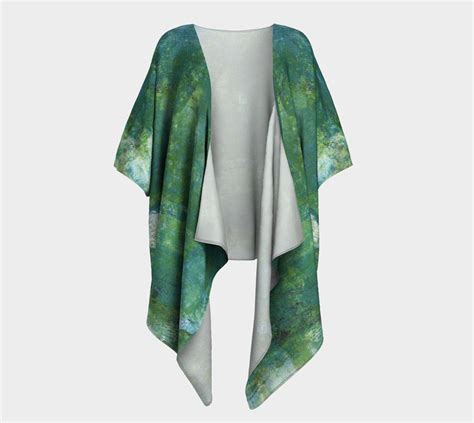 Draped Kimono Forest Green Made To Order Silky Knit Chiffon Wrap