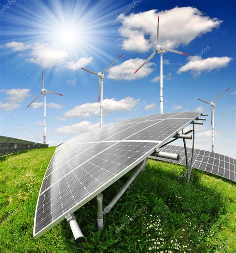 Solar Energy Panels And Wind Turbine Stock Photo By ©vencav 10787226