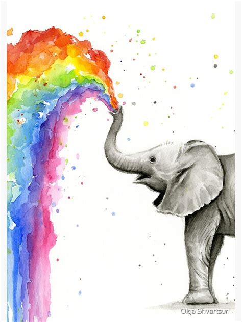 Baby Elephant Spraying Rainbow Spiral Notebook For Sale By Olga