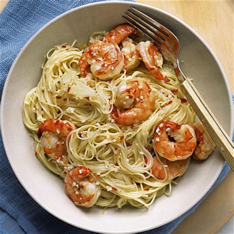 A quick and easy, healthy dinner recipe. Angel Hair with Spicy Shrimp Recipe | MyRecipes