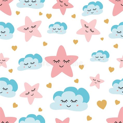 Cute Baby Boy Seamless Pattern Clouds Stock Illustrations 1249 Cute