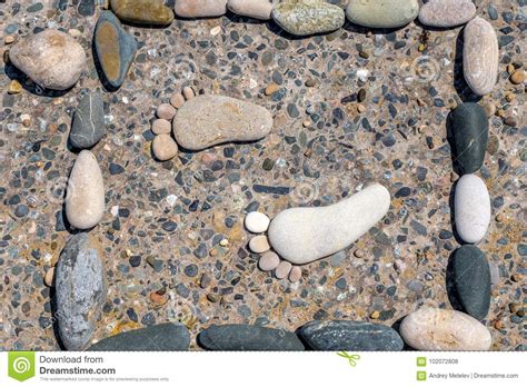 Stone Footprints Are Enclosed In A Frame Stock Photo Image Of Natural