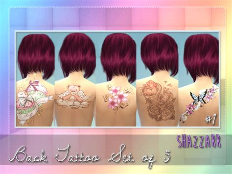 Shazzarrs Back Tattoo Set Of 5 1 The Sims 4 Catalog