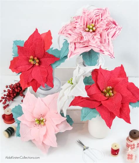 Crepe Paper Poinsettia Flowers Free Poinsettia Template And Tutorial
