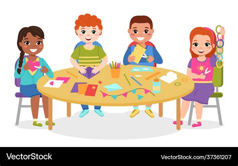 Kids Paper Craft Boys And Girls Cut Royalty Free Vector
