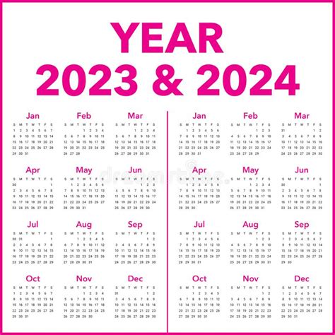 2023 2024 Calendar Year Vector Design Template Stock Vector