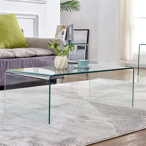 Tables Modern Clear End 12mm Tempered Glass Coffee Table For Sale In