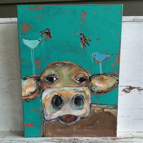 Cow Painting Whimsical Cow Painting 12 X 17 By Sunshinegirldesigns