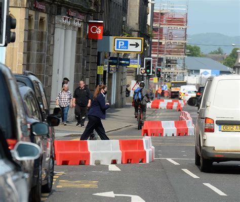 Pavement widening measures put in place in Academy Street in Inverness ...