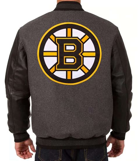 Boston Bruins Black And Grey Varsity Jacket Jacket Makers