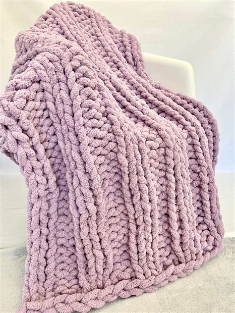 Chunky Knit Blanket Chenille Yarn Blanket Chunky Chenille Blanket