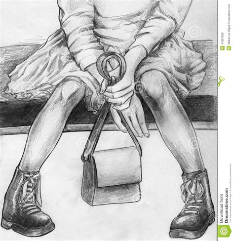 Teen Girl Seated On The Coach Stock Illustration