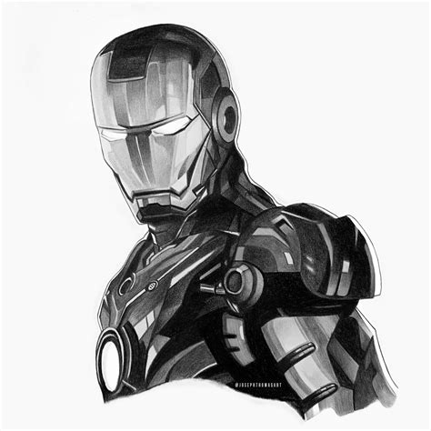 A Pencil Drawing I Did Of Iron Man In Bandw Ravengers