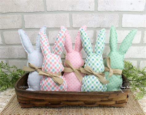 Fabric Easter Bunnies Stuffed Bunny Rabbit Spring Farmhouse Decor