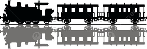 The Black Silhouette Of Old Steam Train Steam Engine Locomotive Vector