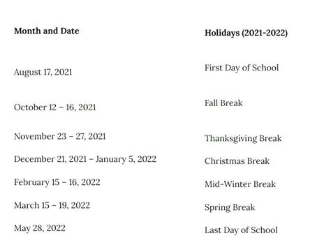 Cherry Creek School District 2021 2022 Holidays Calendar School