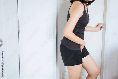 Hands Woman Holding Her Crotch Female Need To Pee Stock Adobe Stock