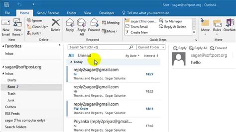How To View Unread Messages In Outlook Youtube