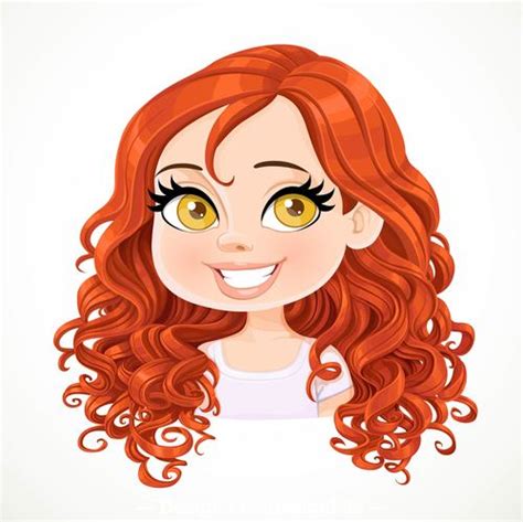 Red Curly Cute Girl Portrait Vector Free Download