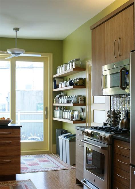 In addition, stains can accumulate and paint can chip. Design Your Kitchen: Floating Kitchen Shelves - MidCityEast