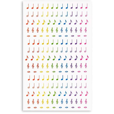 3000 Pcs Rainbow Music Note Stickers 05 Inch Colorful Mini Musical