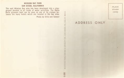 Mission Bay Park San Diego California Postcard 1066