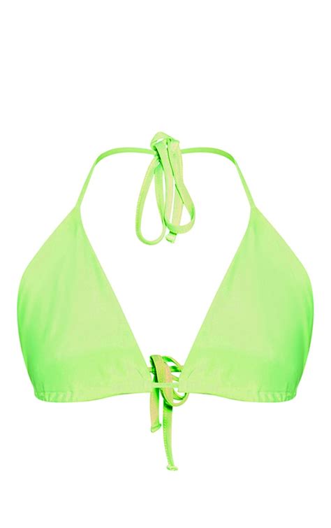 Plus Neon Green Triangle Bikini Top Prettylittlething