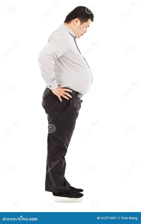 Fat Business Man Standing On Weight Scale Stock Image Image Of