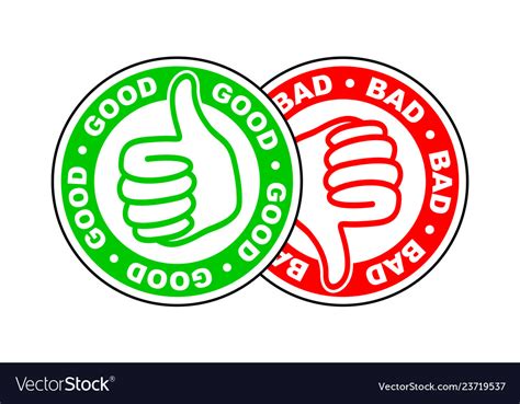Good And Bad Thumbs Up And Down Icon Royalty Free Vector