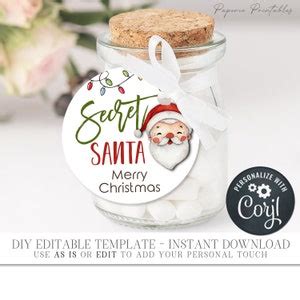 Editable Christmas Gift Tags Secret Santa Christmas Gift Tags Secret